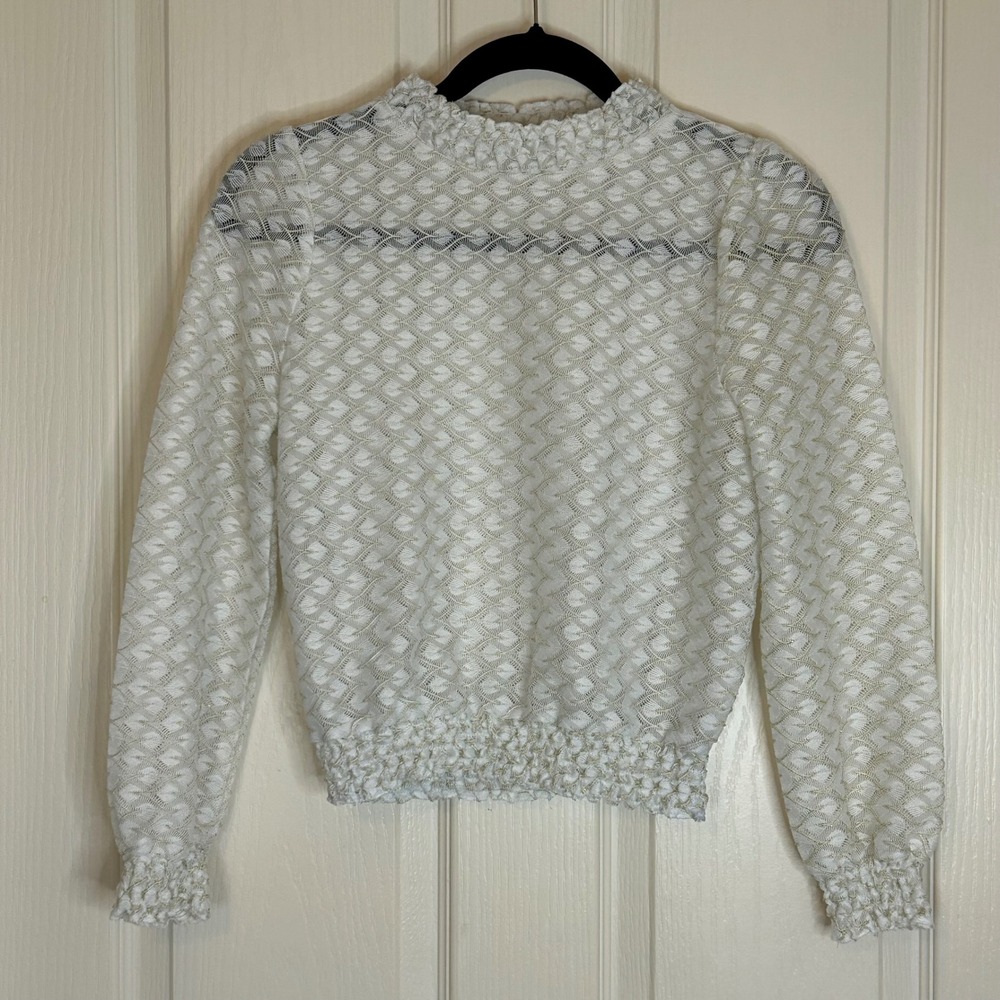 PAPERMOON White Textured Knit Mock Neck Long Sleeve Sweater‎ Size S
